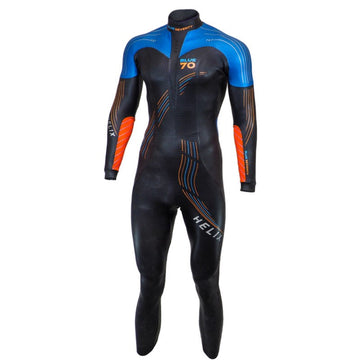 BLUE70 MENS HELIX WETSUIT 2021 - BLACK/ROYAL/ORANGE
